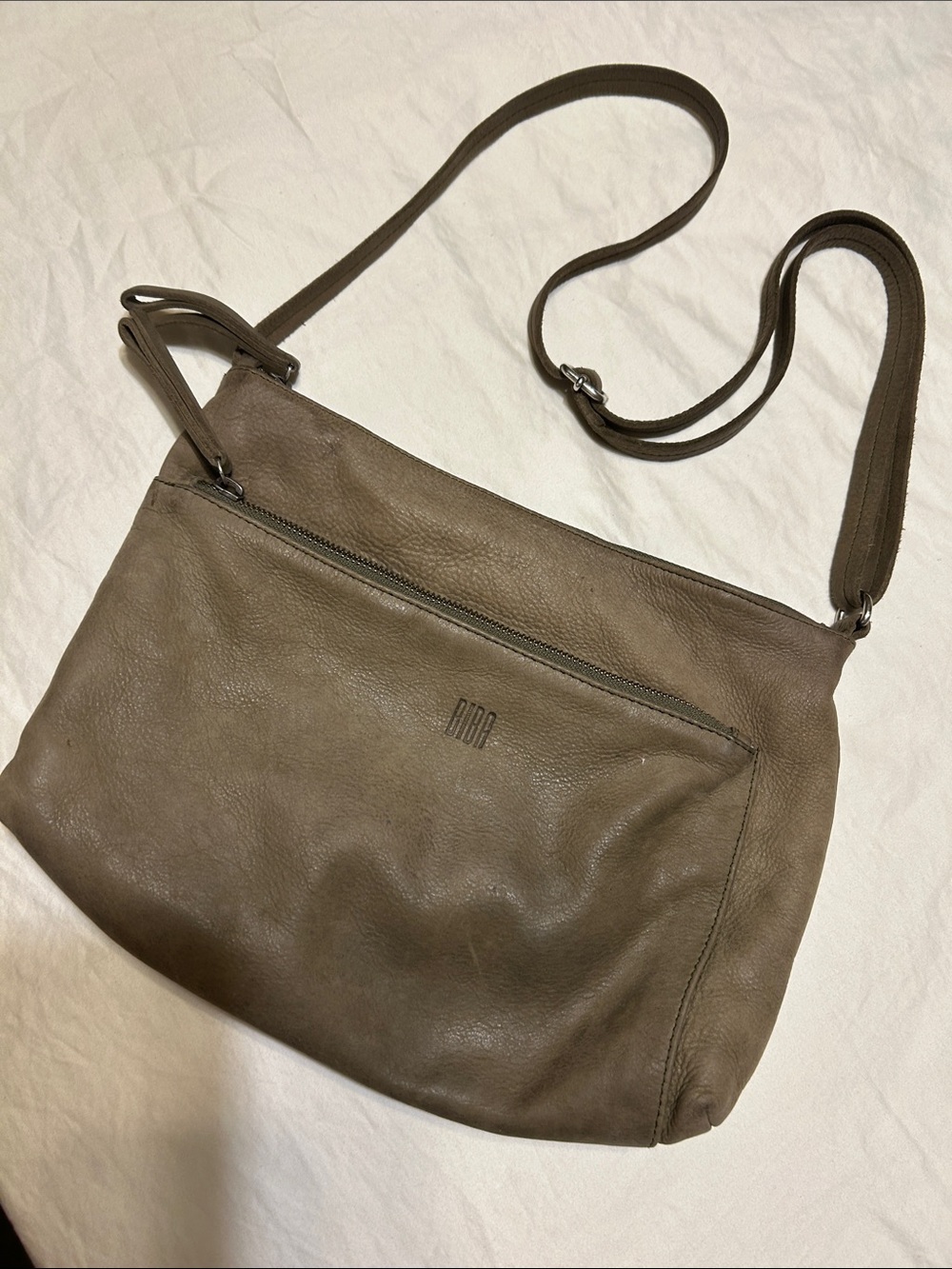 BIBA Olive Taupe Leather Shoulder Crossbody